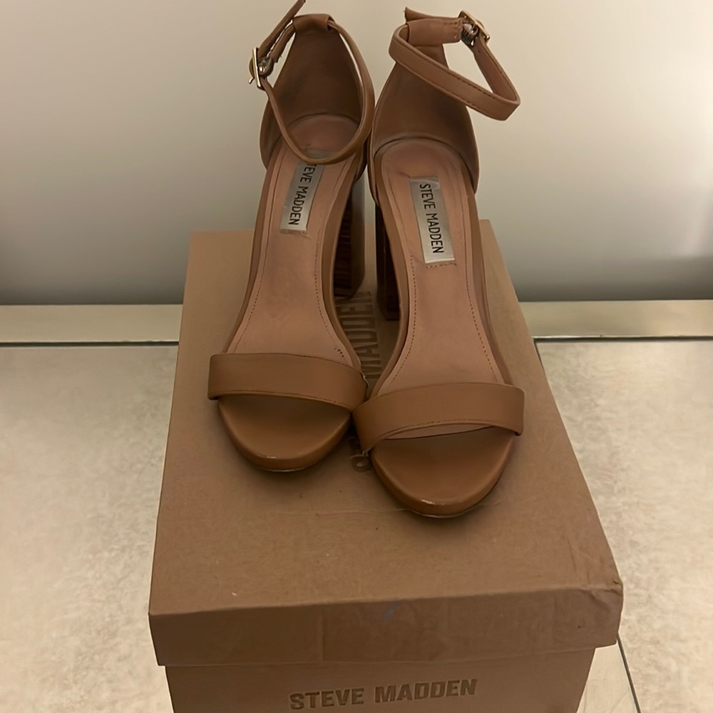 Steven madden brown strap heels.